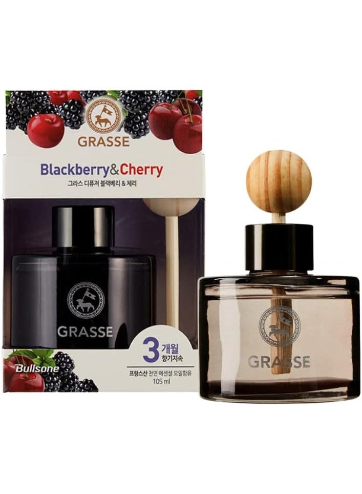 معطّر Bullsone Grasse Diffuser، معطّر هواء طبيعي للسيارة، عطر فاخر للسيارة برائحة التوت الأسود والكرز.